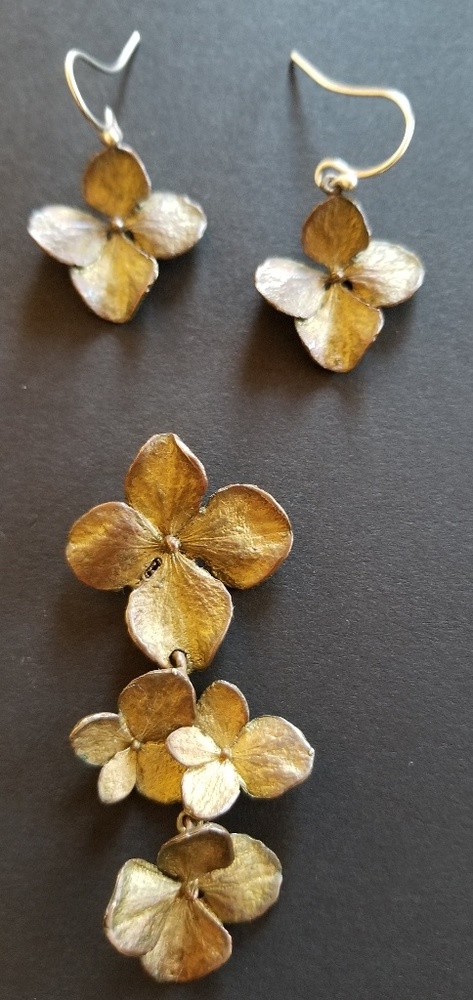 Hydrangea earring and pendant set